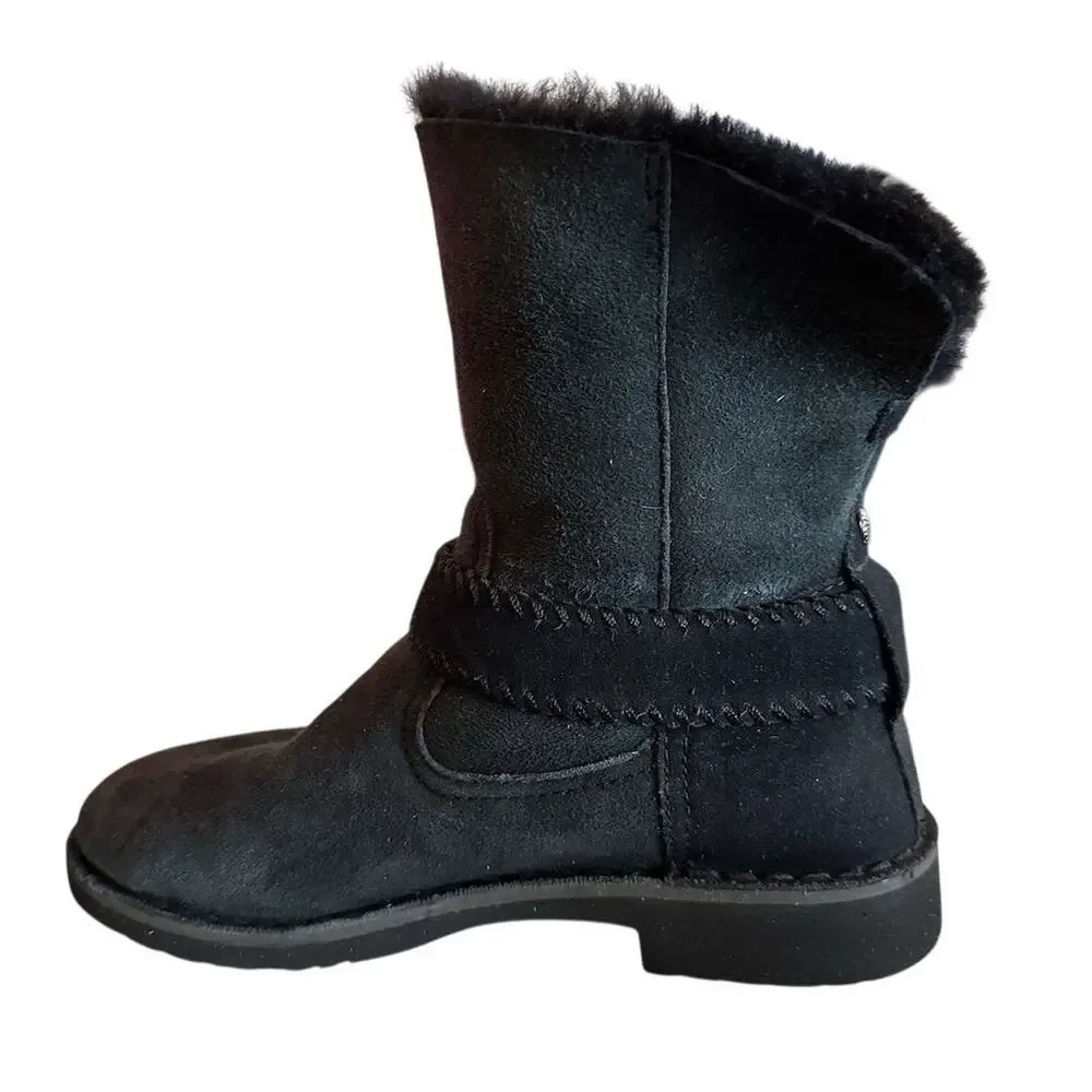 UGG Cedric Women's‎ Black Suede Ankle Biker Boots Size 6.5 Moto Style